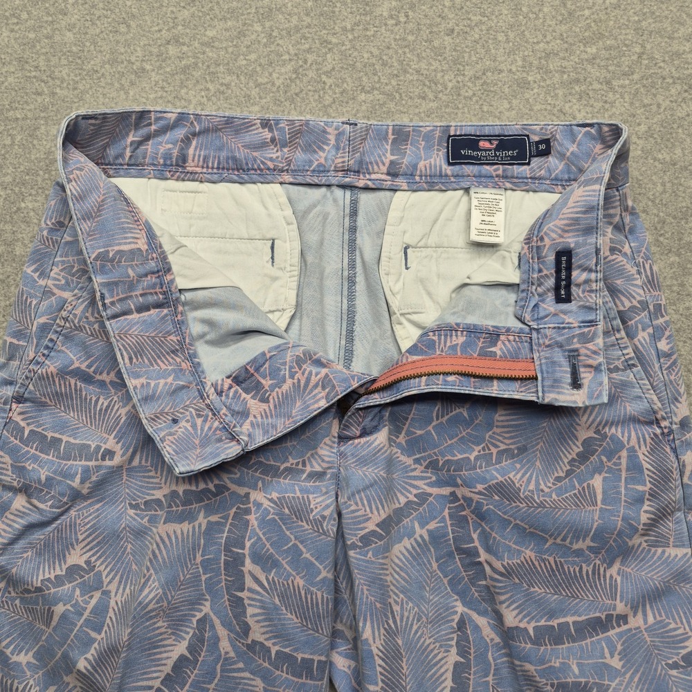 Vineyard Vines Breaker Shorts Mens 30 Pink Blue Palm Leaf Tropical Beach Preppy - Picture 9 of 14